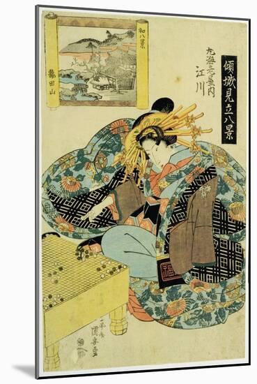 Egawa from Maruebiya House, illustration 'The Courtesans personifying the eight views of Japan'-Kuniyoshi Utagawa-Mounted Giclee Print