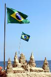 Brazilian Flag On Copacabana Beach In Rio De Janeiro-egd1-Framed Photographic Print