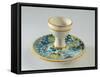 Egg Cup Decorated with Verdigris Leaves-null-Framed Stretched Canvas