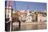 Eglise and Passerelle St. Georges over the River Saone-Julian Elliott-Stretched Canvas