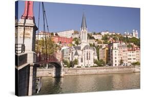 Eglise and Passerelle St. Georges over the River Saone-Julian Elliott-Stretched Canvas