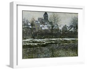 Eglise de Vétheuil sous la neige-Claude Monet-Framed Giclee Print