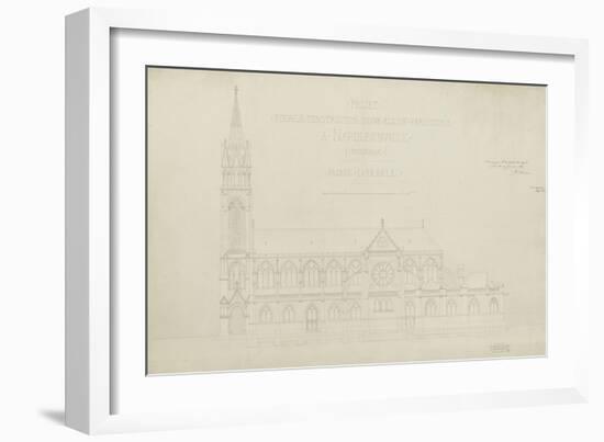 Eglise paroissiale à Napoléonville (Pontivy, Morbihan) : façade latérale, élévation-Marcellin Varcollier-Framed Giclee Print