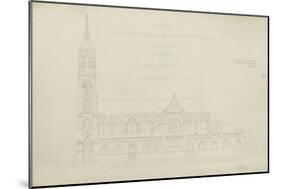 Eglise paroissiale à Napoléonville (Pontivy, Morbihan) : façade latérale, élévation-Marcellin Varcollier-Mounted Giclee Print