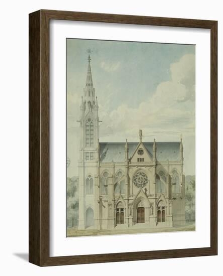 Eglise paroissiale à Napoléonville (Pontivy, Morbihan) : façade principale, élévation-Marcellin Varcollier-Framed Giclee Print