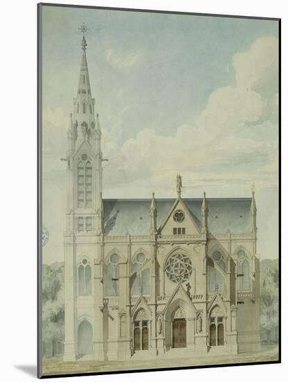 Eglise paroissiale à Napoléonville (Pontivy, Morbihan) : façade principale, élévation-Marcellin Varcollier-Mounted Giclee Print