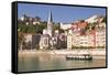 Eglise Saint George and Vieux Lyon on the Banks of the River Saone-Mark Sunderland-Framed Stretched Canvas