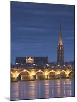 Eglise St-Michel, Garonne River, Pont De Pierre Bridge, Bordeaux, Aquitaine Region, France-Walter Bibikow-Mounted Photographic Print