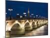 Eglise St-Michel, Garonne River, Pont De Pierre Bridge, Bordeaux, Aquitaine Region, France-Walter Bibikow-Mounted Photographic Print