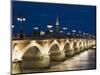 Eglise St-Michel, Garonne River, Pont De Pierre Bridge, Bordeaux, Aquitaine Region, France-Walter Bibikow-Mounted Photographic Print