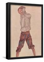 Egon Schiele (Boy in striped shirt) Art Poster Print-null-Framed Poster
