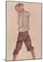Egon Schiele (Boy in striped shirt) Art Poster Print-null-Mounted Poster