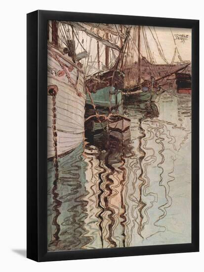 Egon Schiele (Sailboats in wellenbewegtem Water (The Port of Trieste)) Art Poster Print-null-Framed Poster