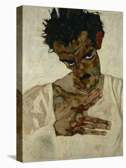 Egon Schiele, Self-Portrait with Bent Head, Study for Eremiten (Hermits)-Egon Schiele-Stretched Canvas