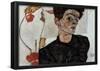 Egon Schiele (Self-portrait with fruit Lampion) Art Poster Print-null-Framed Poster