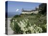 Egret Flies over the lawns of Alcatraz, San Francisco, California-Eric Risberg-Stretched Canvas