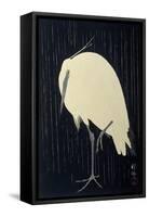 Egret in the Rain, 1925-1936-Ohara Koson-Framed Stretched Canvas