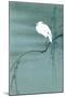 Egret on Branch-null-Mounted Art Print