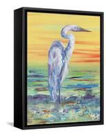 Egret Sunset I-Olivia Brewington-Framed Stretched Canvas