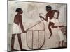 Egypt, Ancient Thebes, Shaykh 'Abd Al-Qurnah, Mural of Farmers at Work at Tomb of Nakht-null-Mounted Giclee Print