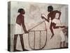 Egypt, Ancient Thebes, Shaykh 'Abd Al-Qurnah, Mural of Farmers at Work at Tomb of Nakht-null-Stretched Canvas