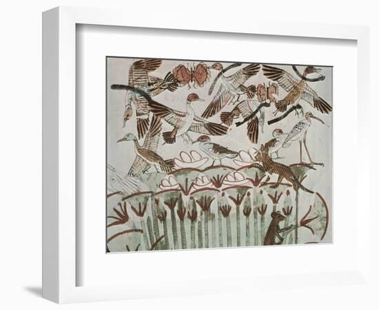 Egypt, Ancient Thebes, Shaykh 'Abd Al-Qurnah, Mural of Marshland Fowl and Cats at Tomb of Menna-null-Framed Giclee Print