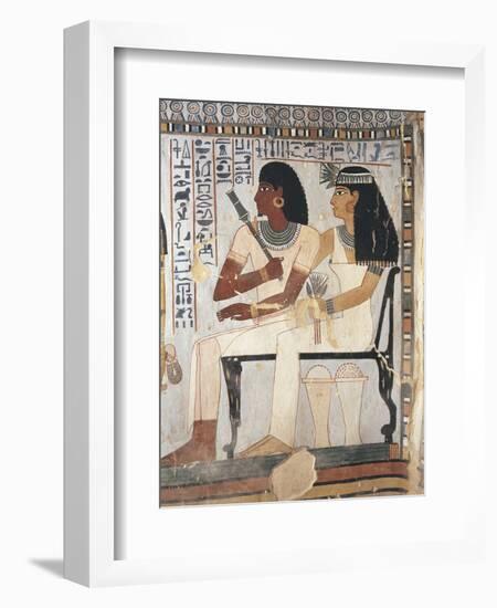 Egypt, Ancient Thebes, Shaykh 'Abd Al-Qurnah, Mural of Prince and Wife at Tomb of Senneferi-null-Framed Giclee Print