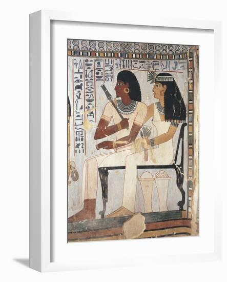 Egypt, Ancient Thebes, Shaykh 'Abd Al-Qurnah, Mural of Prince and Wife at Tomb of Senneferi-null-Framed Giclee Print