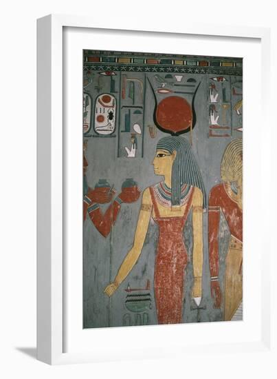 Egypt, Ancient Thebes, Valley of the Kings, Tomb of Horemheb, Mural Painting Depicting Goddess Isis-null-Framed Giclee Print