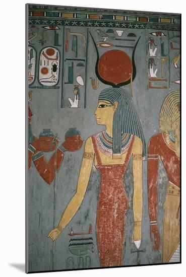 Egypt, Ancient Thebes, Valley of the Kings, Tomb of Horemheb, Mural Painting Depicting Goddess Isis-null-Mounted Giclee Print