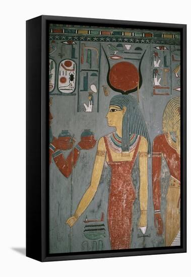 Egypt, Ancient Thebes, Valley of the Kings, Tomb of Horemheb, Mural Painting Depicting Goddess Isis-null-Framed Stretched Canvas
