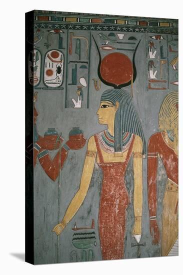 Egypt, Ancient Thebes, Valley of the Kings, Tomb of Horemheb, Mural Painting Depicting Goddess Isis-null-Stretched Canvas