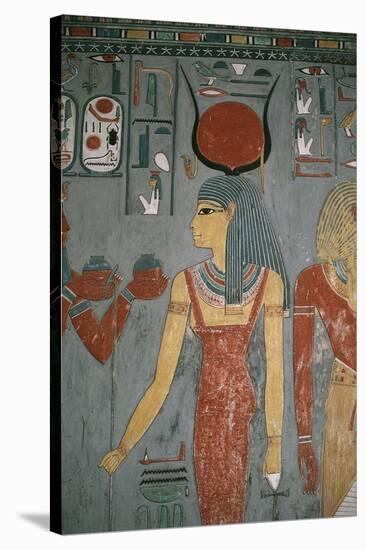 Egypt, Ancient Thebes, Valley of the Kings, Tomb of Horemheb, Mural Painting Depicting Goddess Isis-null-Stretched Canvas