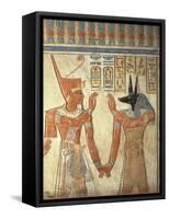 Egypt, Ancient Thebes, Valley of the Queens, Mural of Ramses III and God Anubis-null-Framed Stretched Canvas