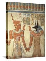 Egypt, Ancient Thebes, Valley of the Queens, Mural of Ramses III and God Anubis-null-Stretched Canvas