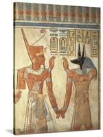 Egypt, Ancient Thebes, Valley of the Queens, Mural of Ramses III and God Anubis-null-Stretched Canvas