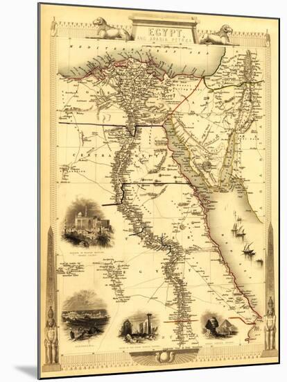 Egypt and Arabia - Panoramic Map-Lantern Press-Mounted Art Print