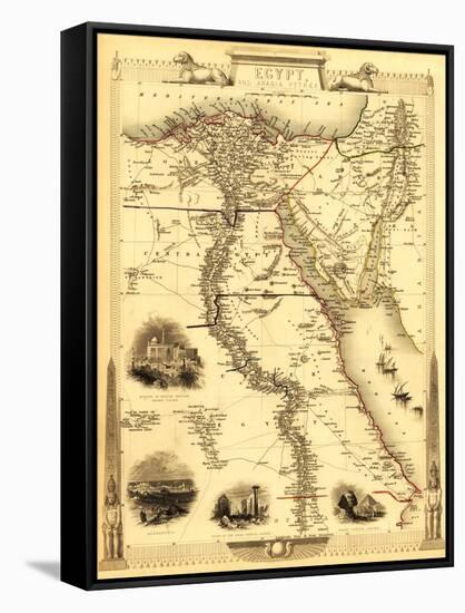 Egypt and Arabia - Panoramic Map-Lantern Press-Framed Stretched Canvas