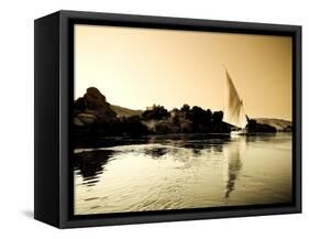 Egypt, Aswan, Felucca and Nile River-Michele Falzone-Framed Stretched Canvas
