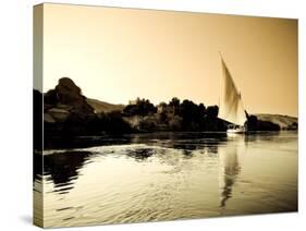 Egypt, Aswan, Felucca and Nile River-Michele Falzone-Stretched Canvas