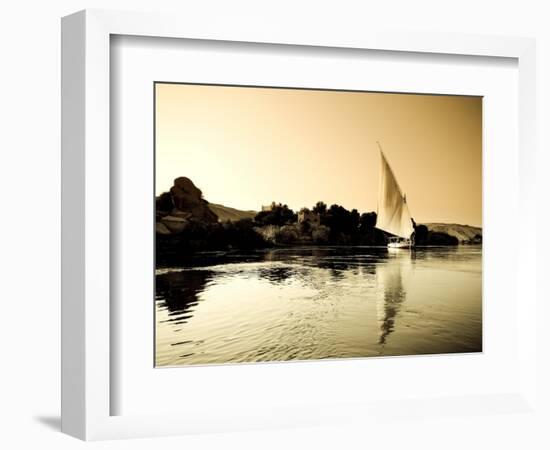 Egypt, Aswan, Felucca and Nile River-Michele Falzone-Framed Photographic Print