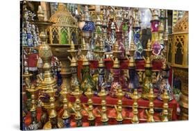 Egypt, Cairo. A colorful display of waterpipes, or hookahs, for sale in the market.-Brenda Tharp-Stretched Canvas