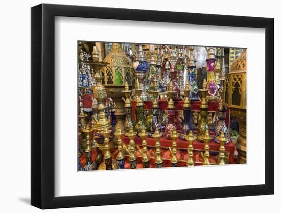 Egypt, Cairo. A colorful display of waterpipes, or hookahs, for sale in the market.-Brenda Tharp-Framed Photographic Print