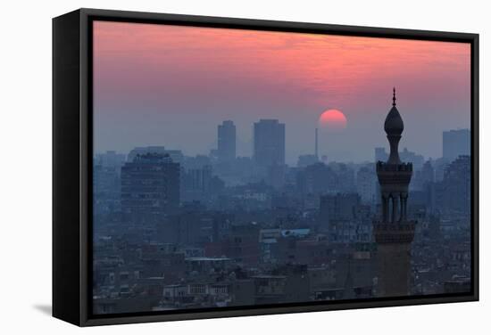 Egypt, Cairo, Al Azhar Park, Sultan Hasan Mosque, Back Light-Catharina Lux-Framed Stretched Canvas