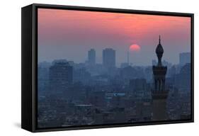 Egypt, Cairo, Al Azhar Park, Sultan Hasan Mosque, Back Light-Catharina Lux-Framed Stretched Canvas
