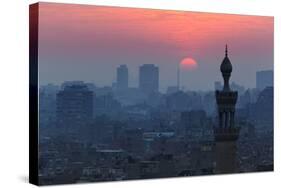 Egypt, Cairo, Al Azhar Park, Sultan Hasan Mosque, Back Light-Catharina Lux-Stretched Canvas