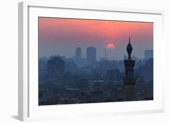 Egypt, Cairo, Al Azhar Park, Sultan Hasan Mosque, Back Light-Catharina Lux-Framed Photographic Print