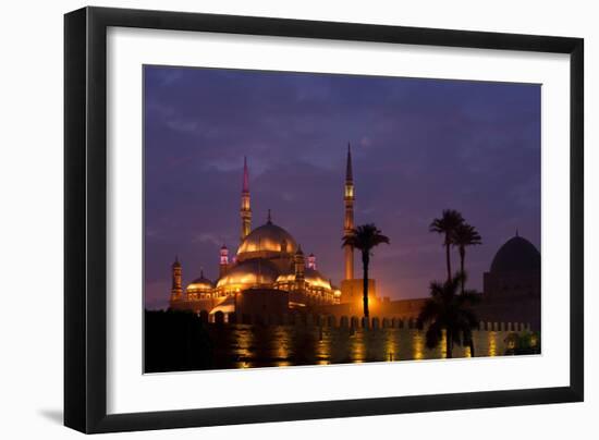 Egypt, Cairo, Landmark, Citadel with Mohamad Ali Mosque, Dusk-Catharina Lux-Framed Photographic Print