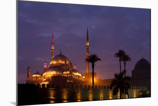 Egypt, Cairo, Landmark, Citadel with Mohamad Ali Mosque, Dusk-Catharina Lux-Mounted Photographic Print