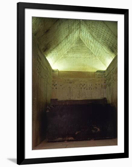 Egypt, Cairo, Mit Rahina, Decorated Burial Chamber in Unas' Pyramid at Ancient Memphis-null-Framed Giclee Print